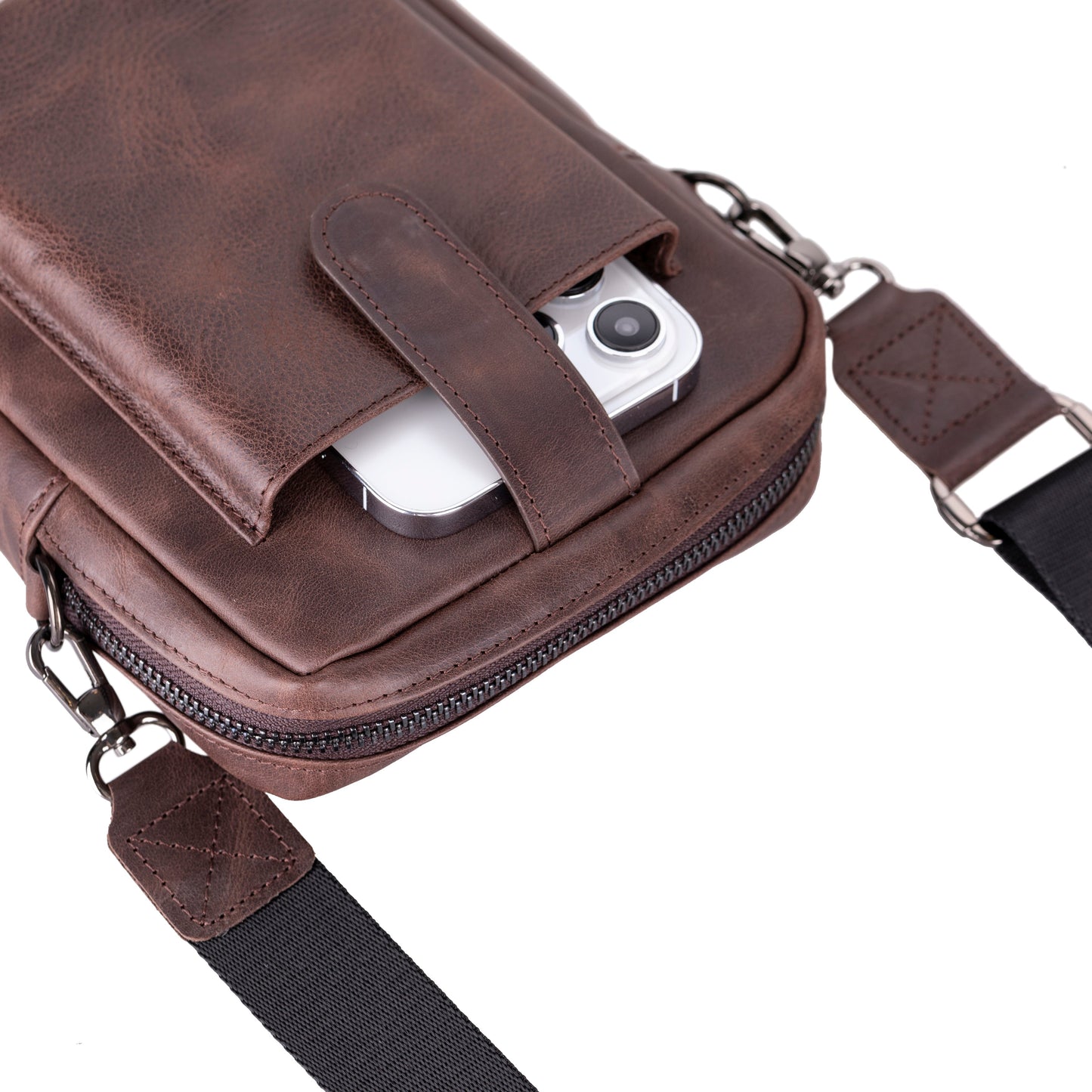 Leather Unisex Crossbody Wallet Bag - Compact Travel Phone & Card Holder
