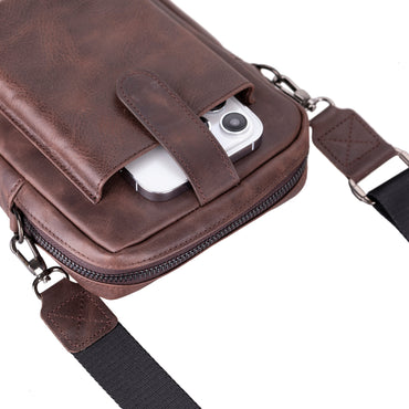 Leather Unisex Crossbody Wallet Bag - Compact Travel Phone & Card Holder