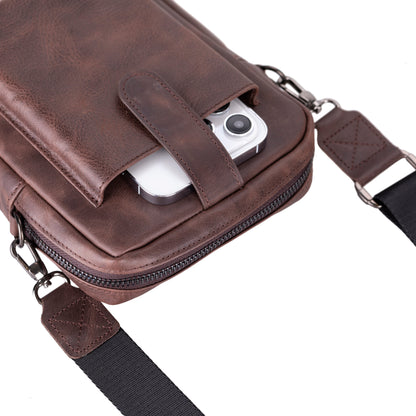 Leather Unisex Crossbody Wallet Bag - Compact Travel Phone & Card Holder