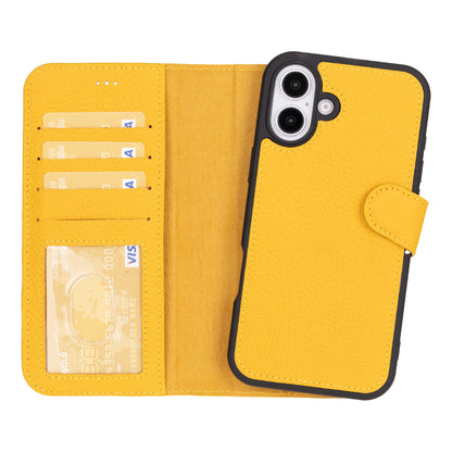 Leather iPhone 16-Detachable Wallet Case