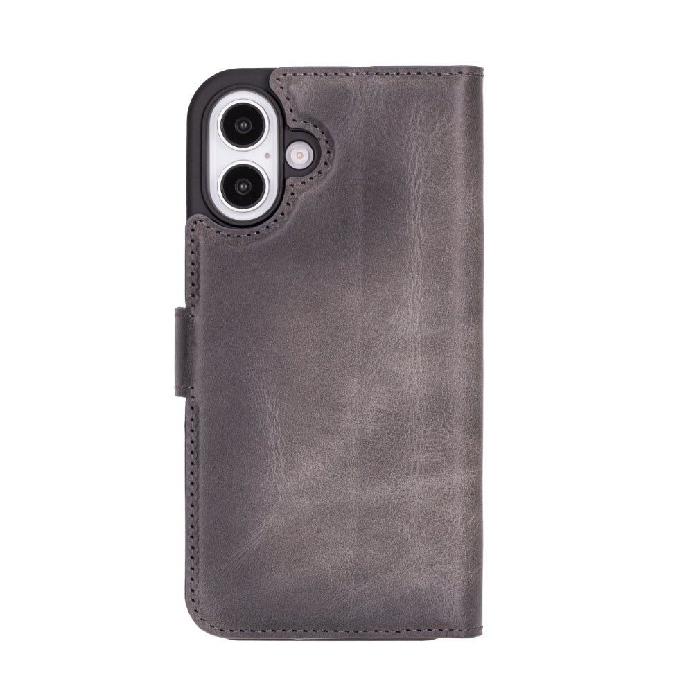 Leather iPhone 16-Detachable Wallet Case