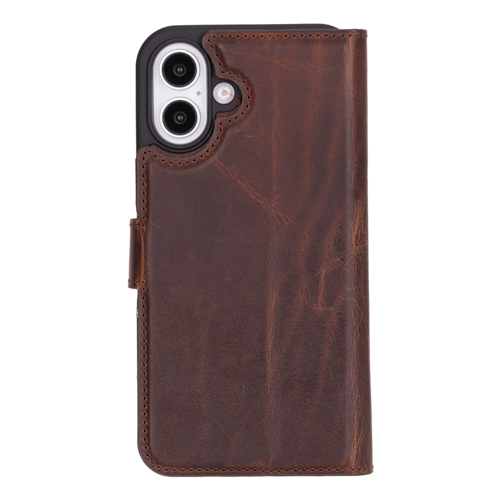 Leather iPhone 16-Detachable Wallet Case
