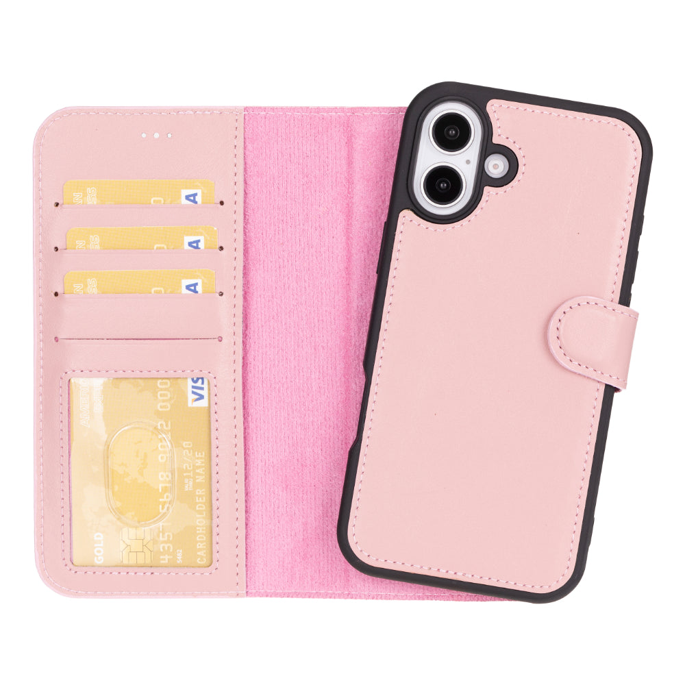 Leather iPhone 16-Detachable Wallet Case