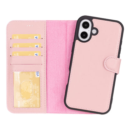 Leather iPhone 16-Detachable Wallet Case