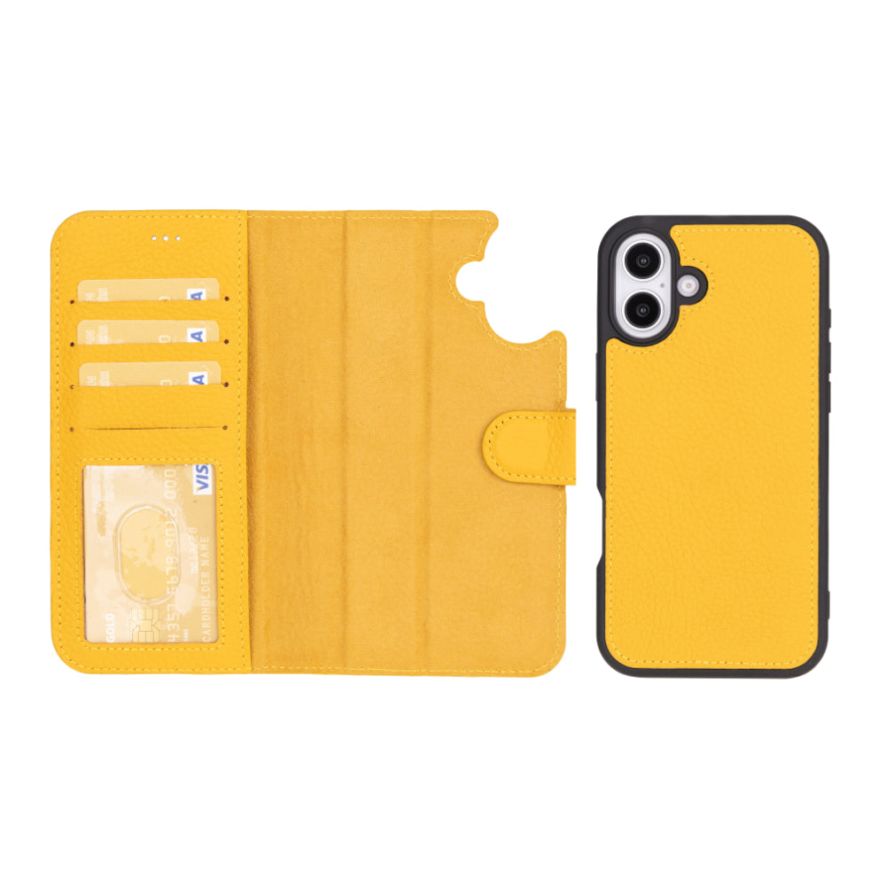 Leather iPhone 16-Detachable Wallet Case