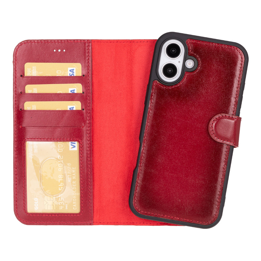 Leather iPhone 16-Detachable Wallet Case