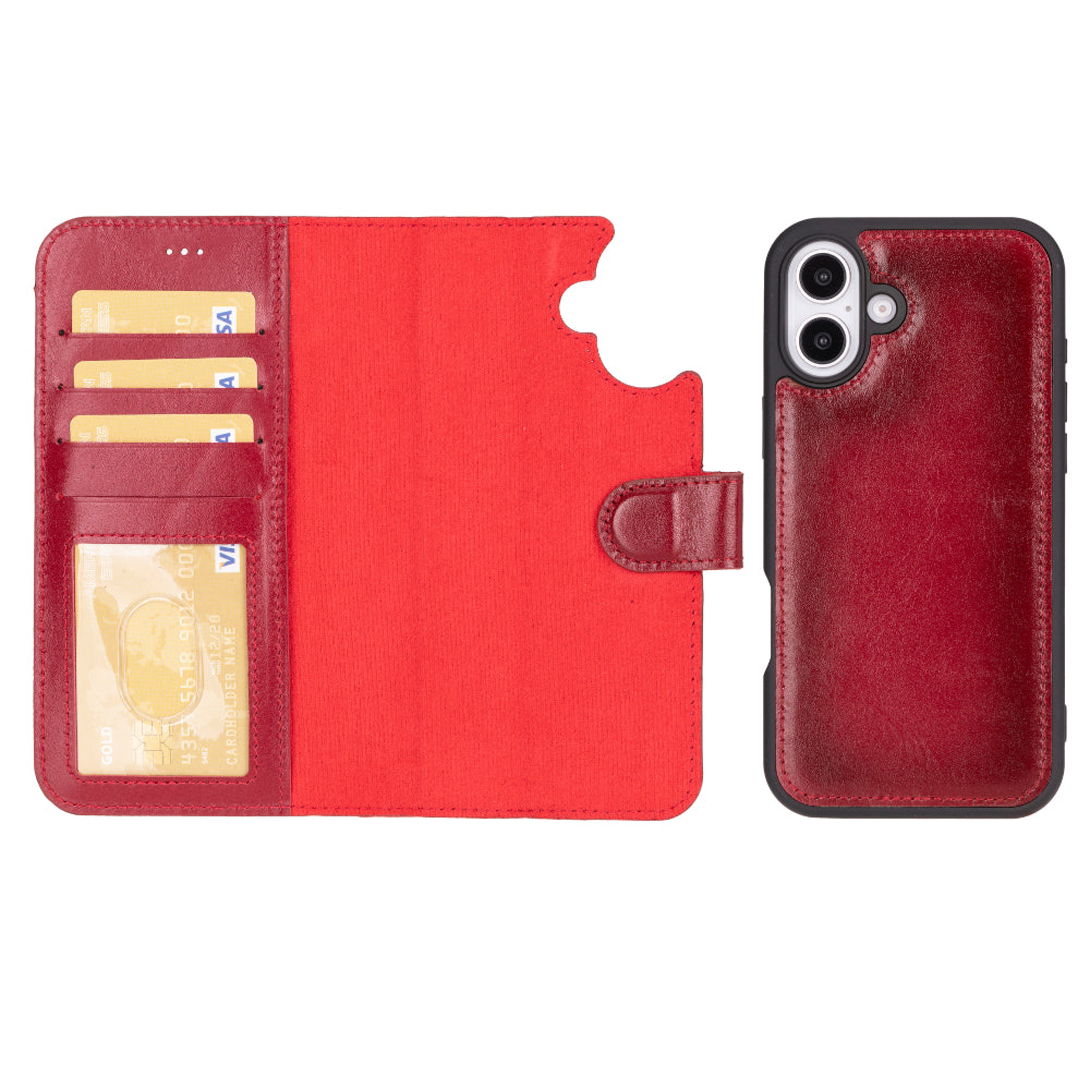Leather iPhone 16-Detachable Wallet Case