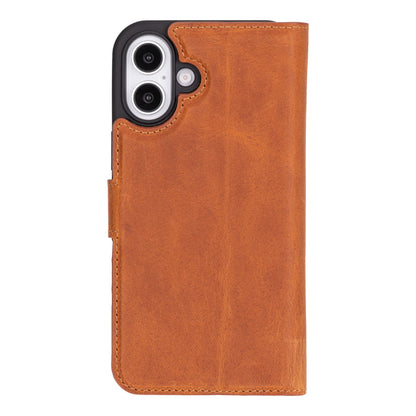 Leather iPhone 16-Plus Detachable Wallet Case