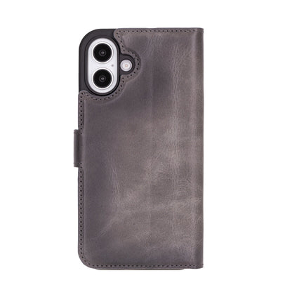 Leather iPhone 16-Plus Detachable Wallet Case