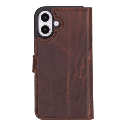 Leather iPhone 16-Plus Detachable Wallet Case