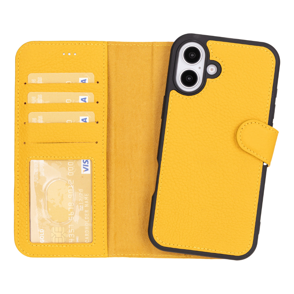 Leather iPhone 16-Plus Detachable Wallet Case