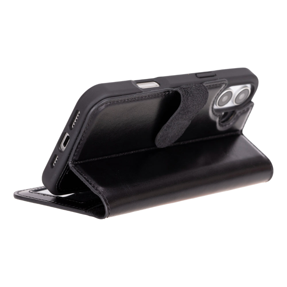 Leather iPhone 16-Plus Detachable Wallet Case