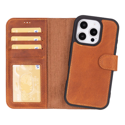 Leather iPhone 16-Pro Detachable Wallet Case