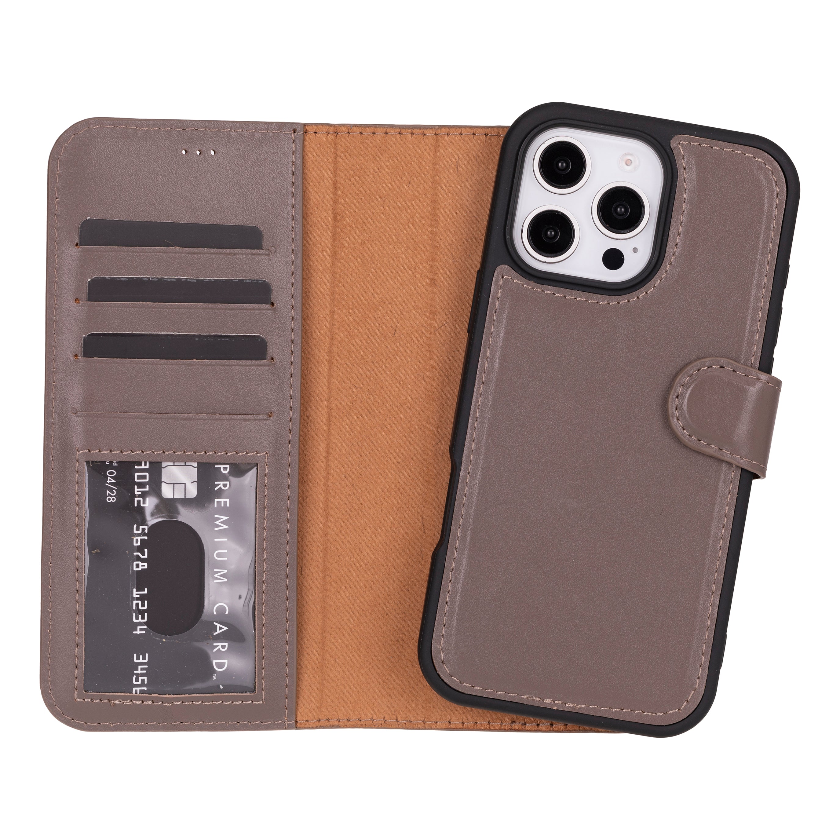 Leather iPhone 16-Pro Detachable Wallet Case