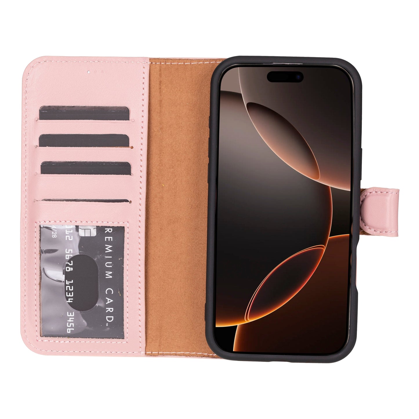 Leather iPhone 16-Pro Detachable Wallet Case