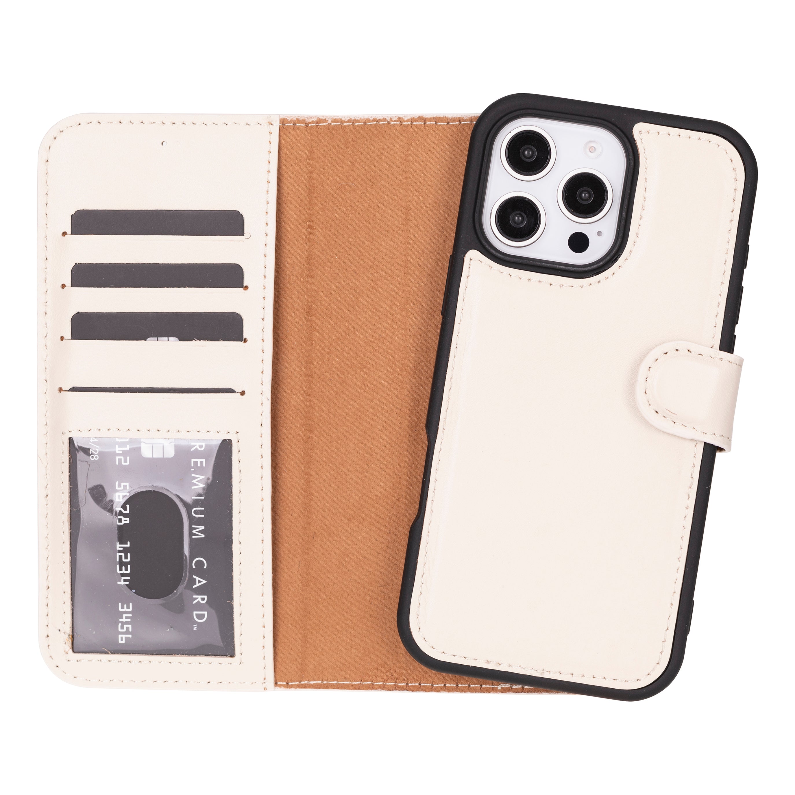 Leather iPhone 16-Pro Detachable Wallet Case