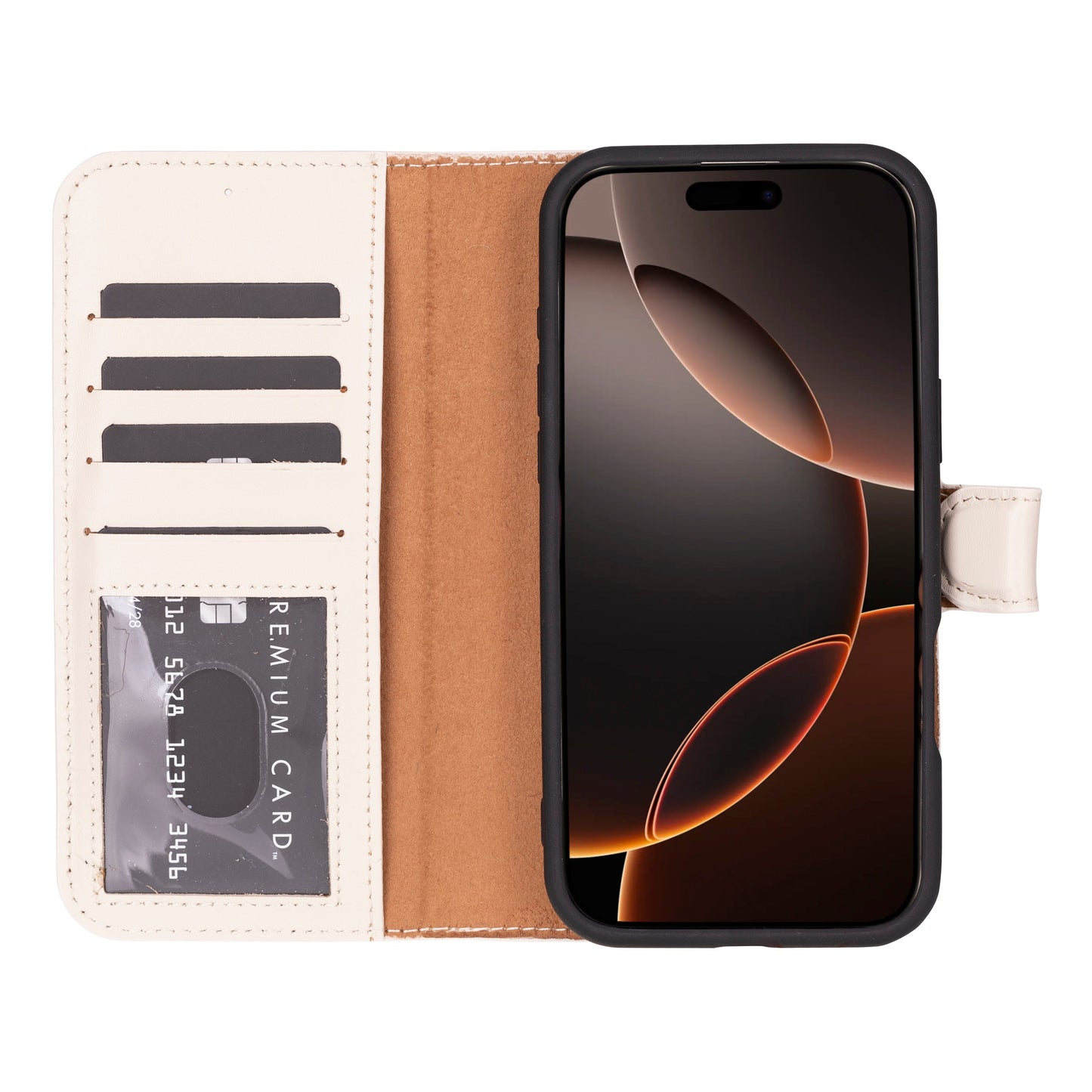 Leather iPhone 16-Pro Detachable Wallet Case