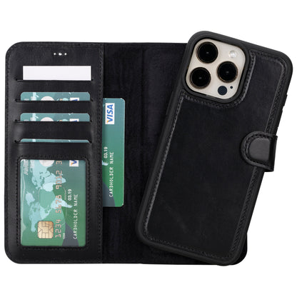 Leather iPhone 16-Pro Detachable Wallet Case