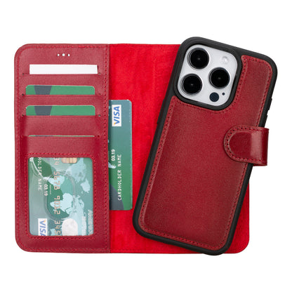 Leather iPhone 16-Pro Detachable Wallet Case