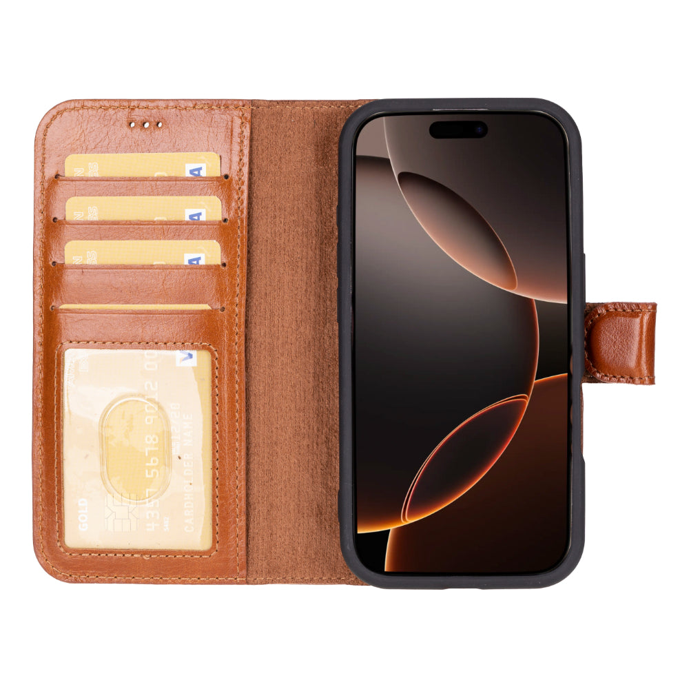 Leather iPhone 16-Pro Detachable Wallet Case
