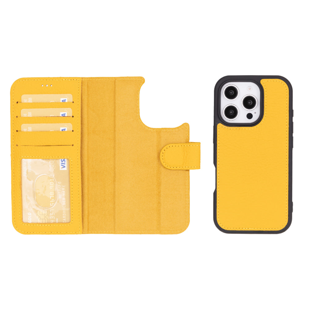 Leather iPhone 16-Pro Detachable Wallet Case