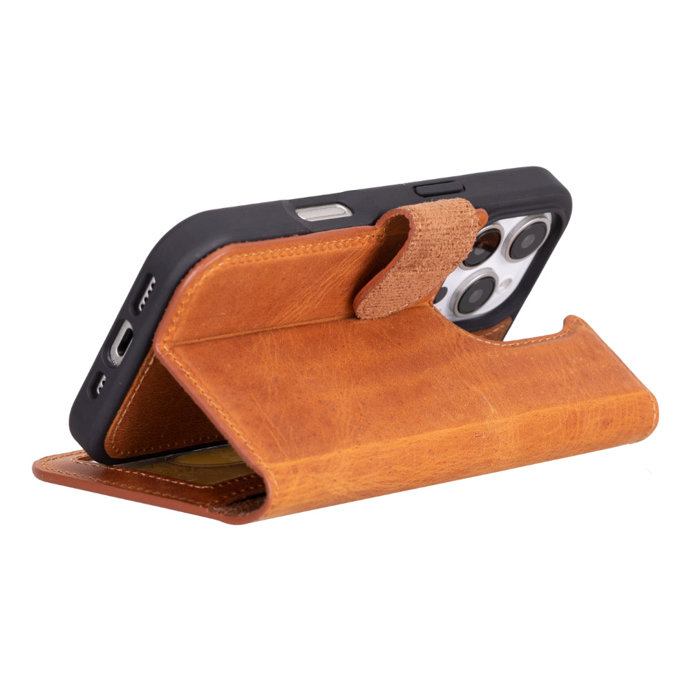 Leather iPhone 16-Pro Detachable Wallet Case