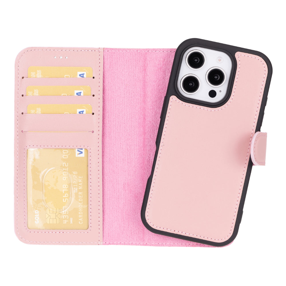 Leather iPhone 16-Pro Detachable Wallet Case