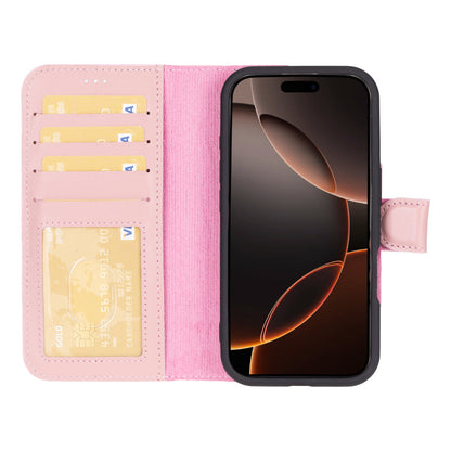 Leather iPhone 16-Pro Detachable Wallet Case