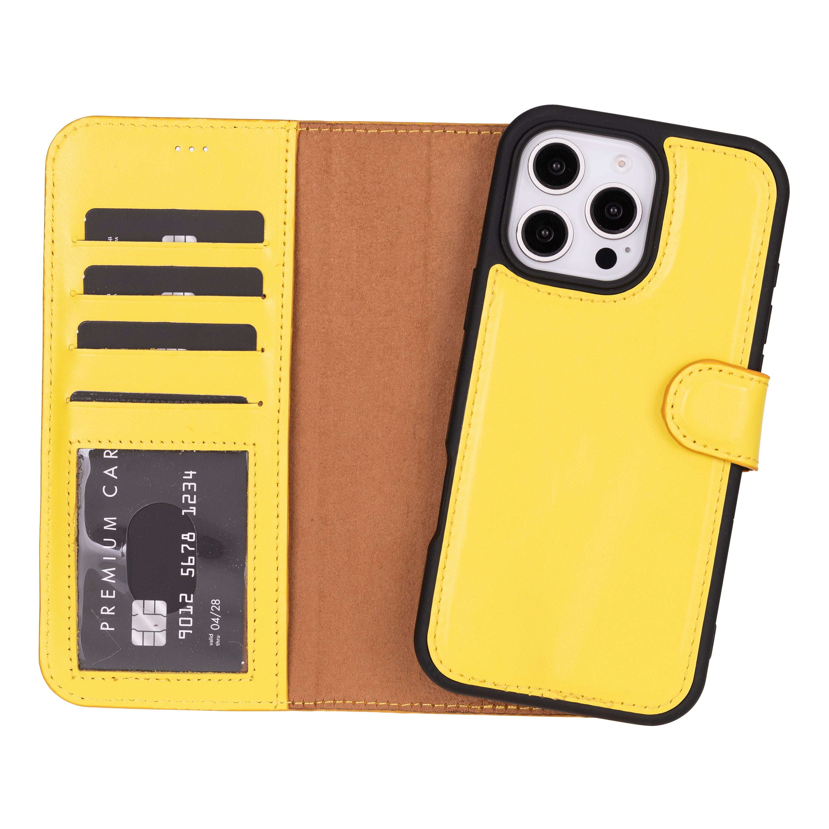 Leather iPhone 16-Pro Detachable Wallet Case