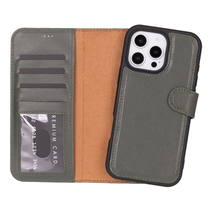 Leather iPhone 16-Pro Detachable Wallet Case