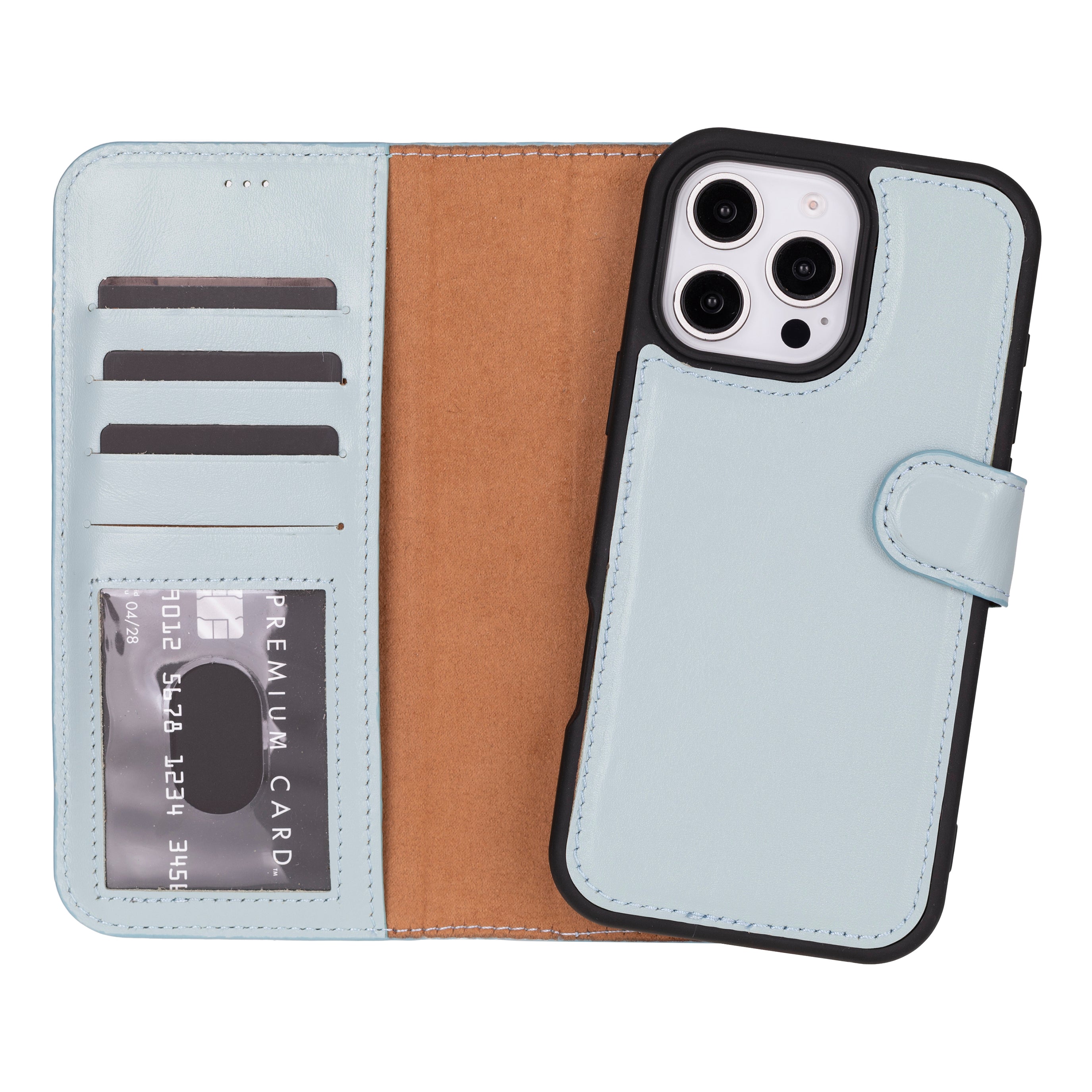 Leather iPhone 16-Pro Detachable Wallet Case