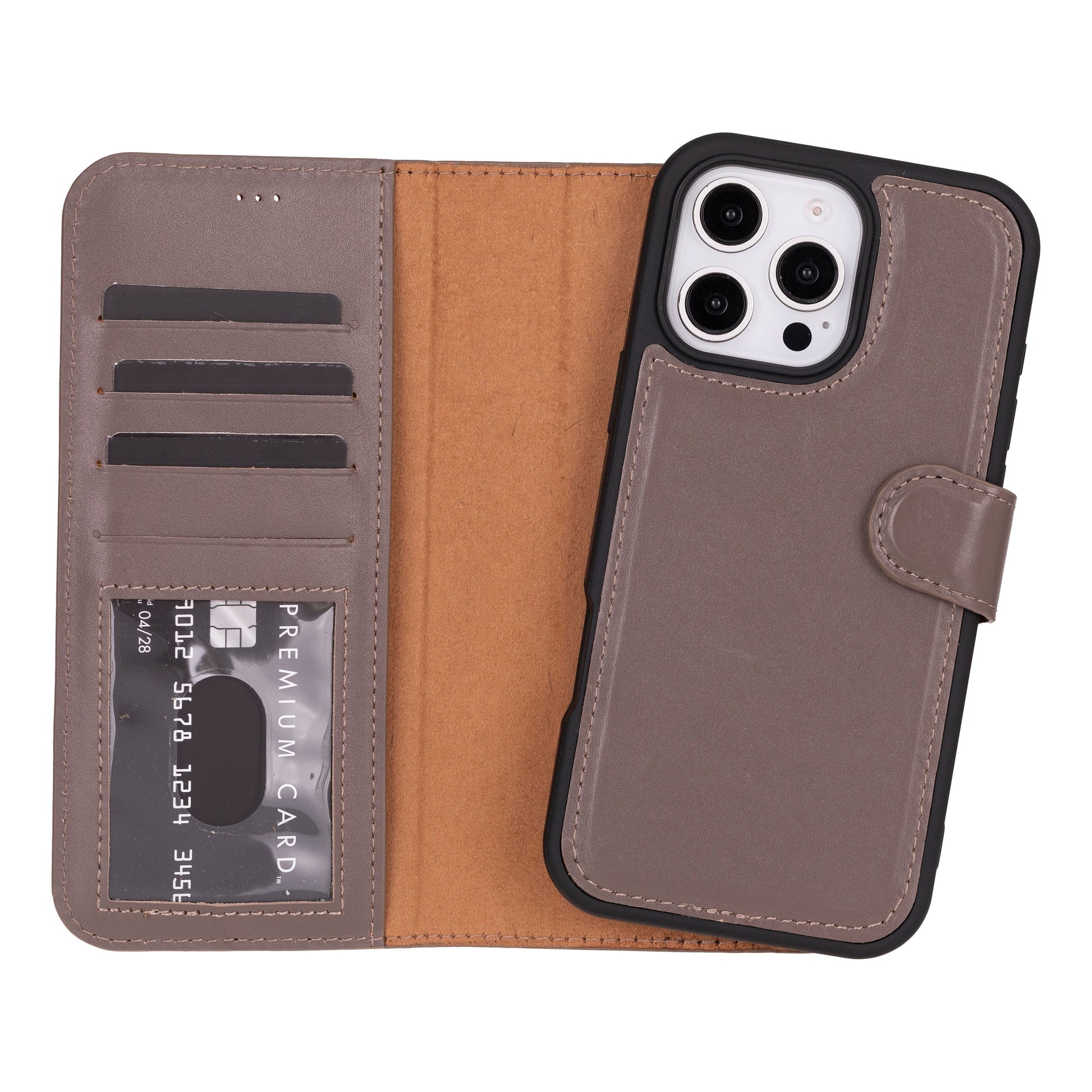 Leather iPhone 16-Pro-Max Detachable Wallet Case