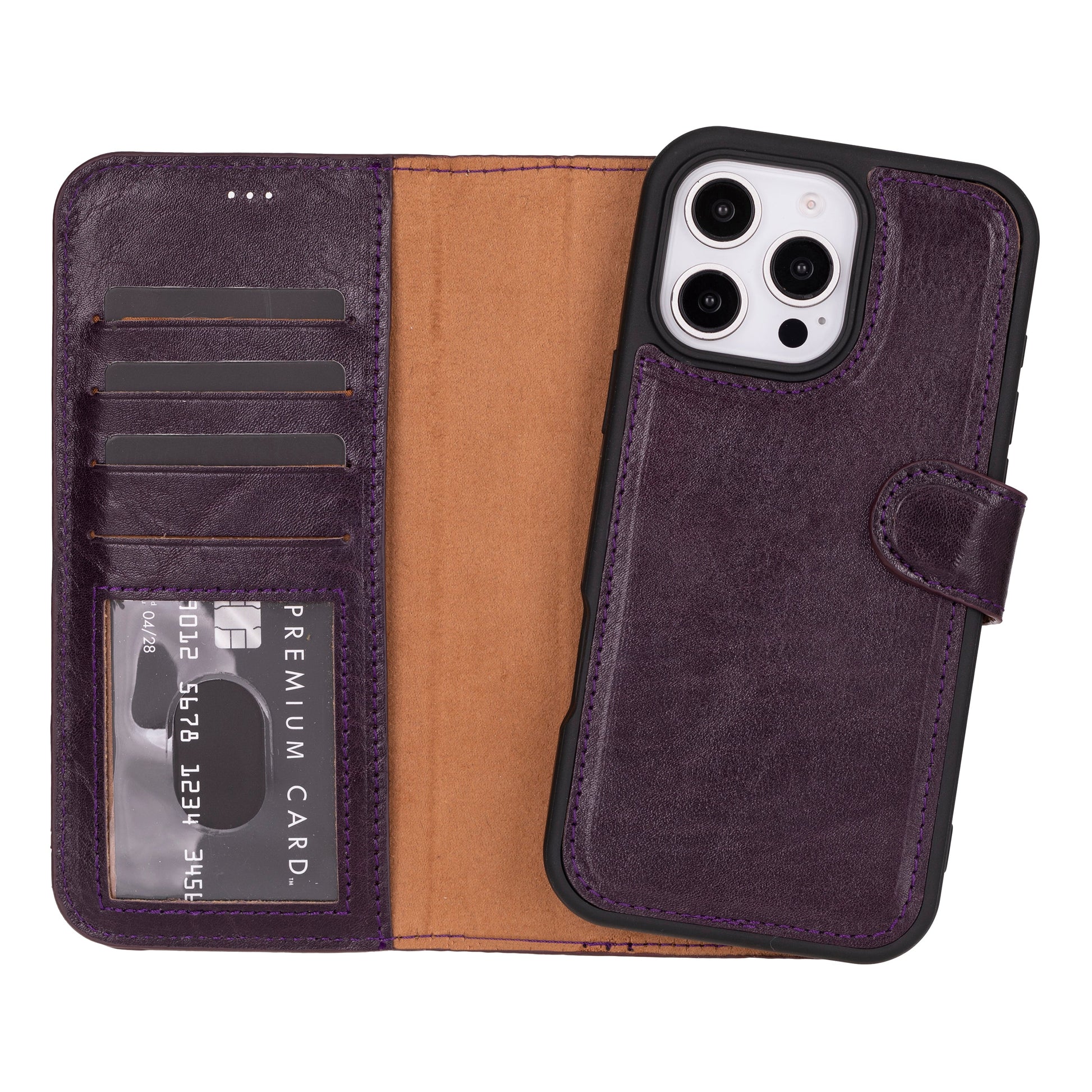 Leather iPhone 16-Pro-Max Detachable Wallet Case