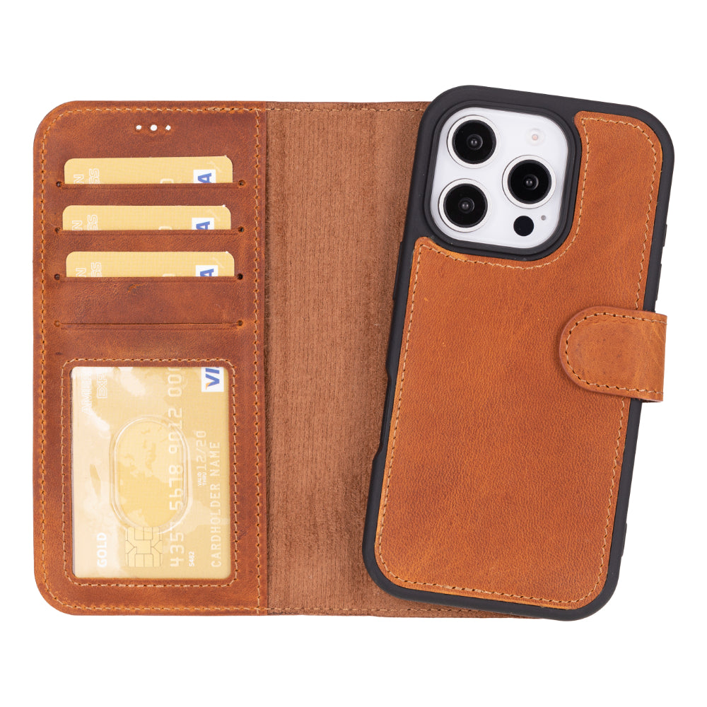 Leather iPhone 16-Pro-Max Detachable Wallet Case