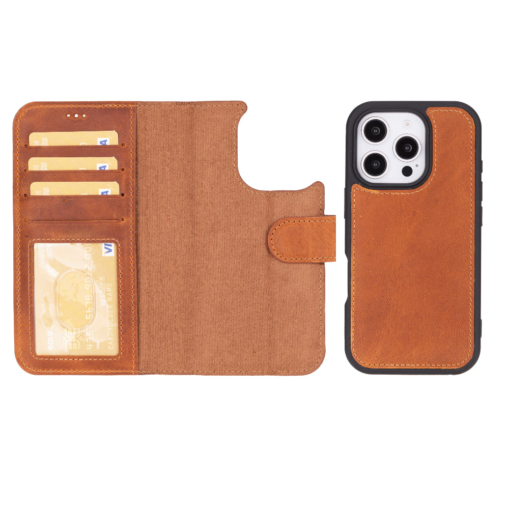 Leather iPhone 16-Pro-Max Detachable Wallet Case