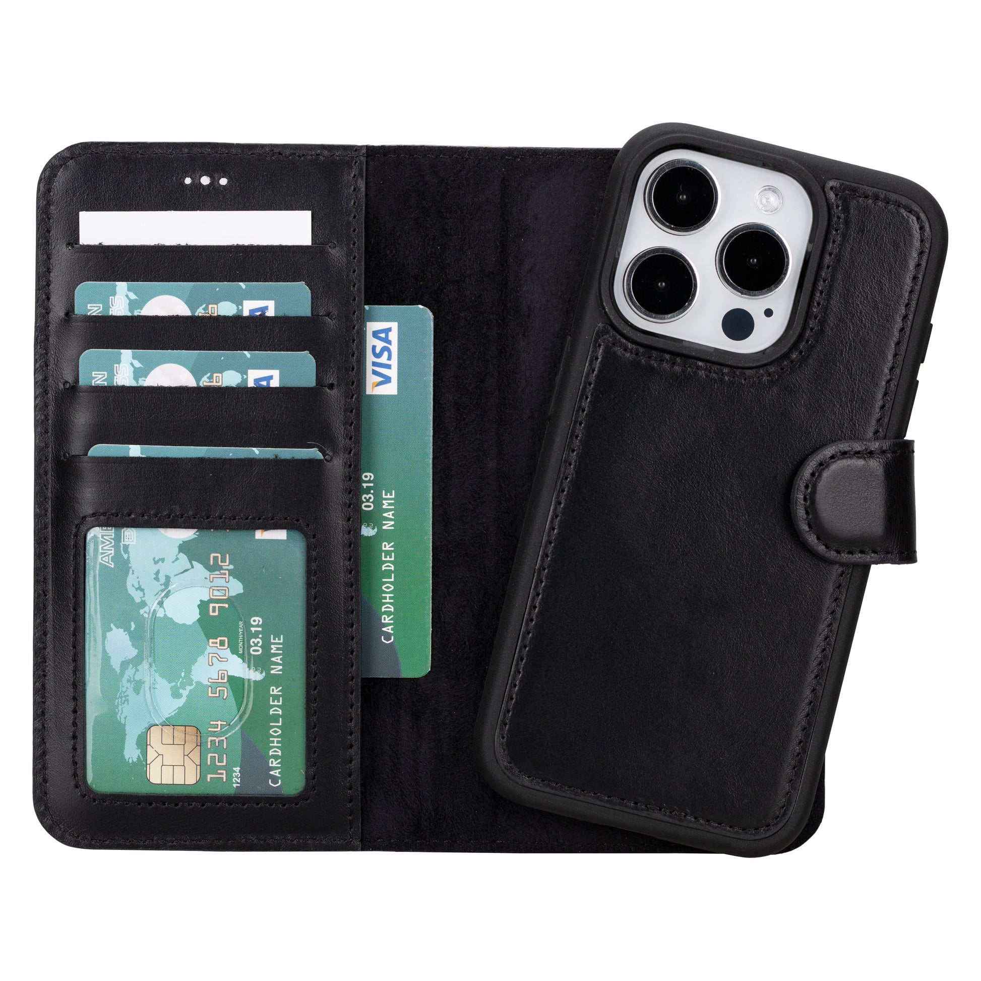 Leather iPhone 16-Pro-Max Detachable Wallet Case