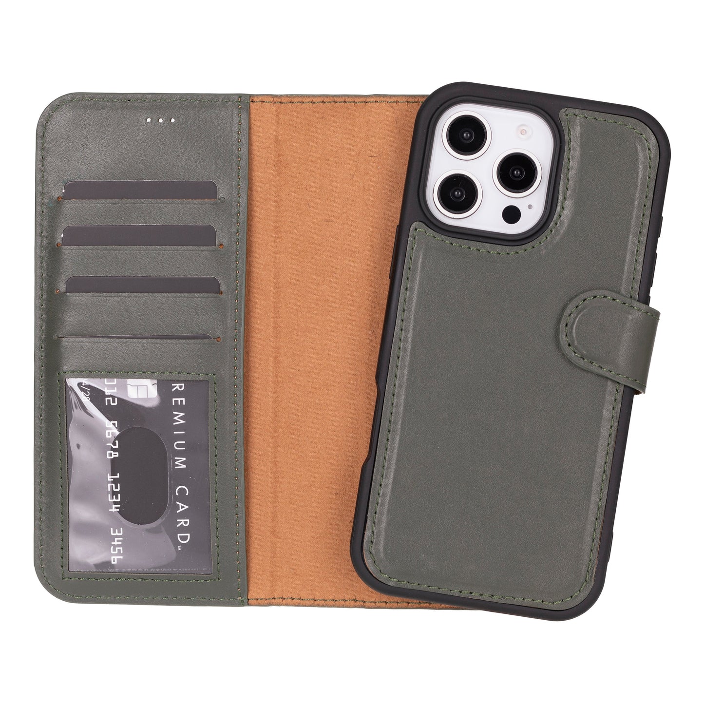 Leather iPhone 16-Pro-Max Detachable Wallet Case