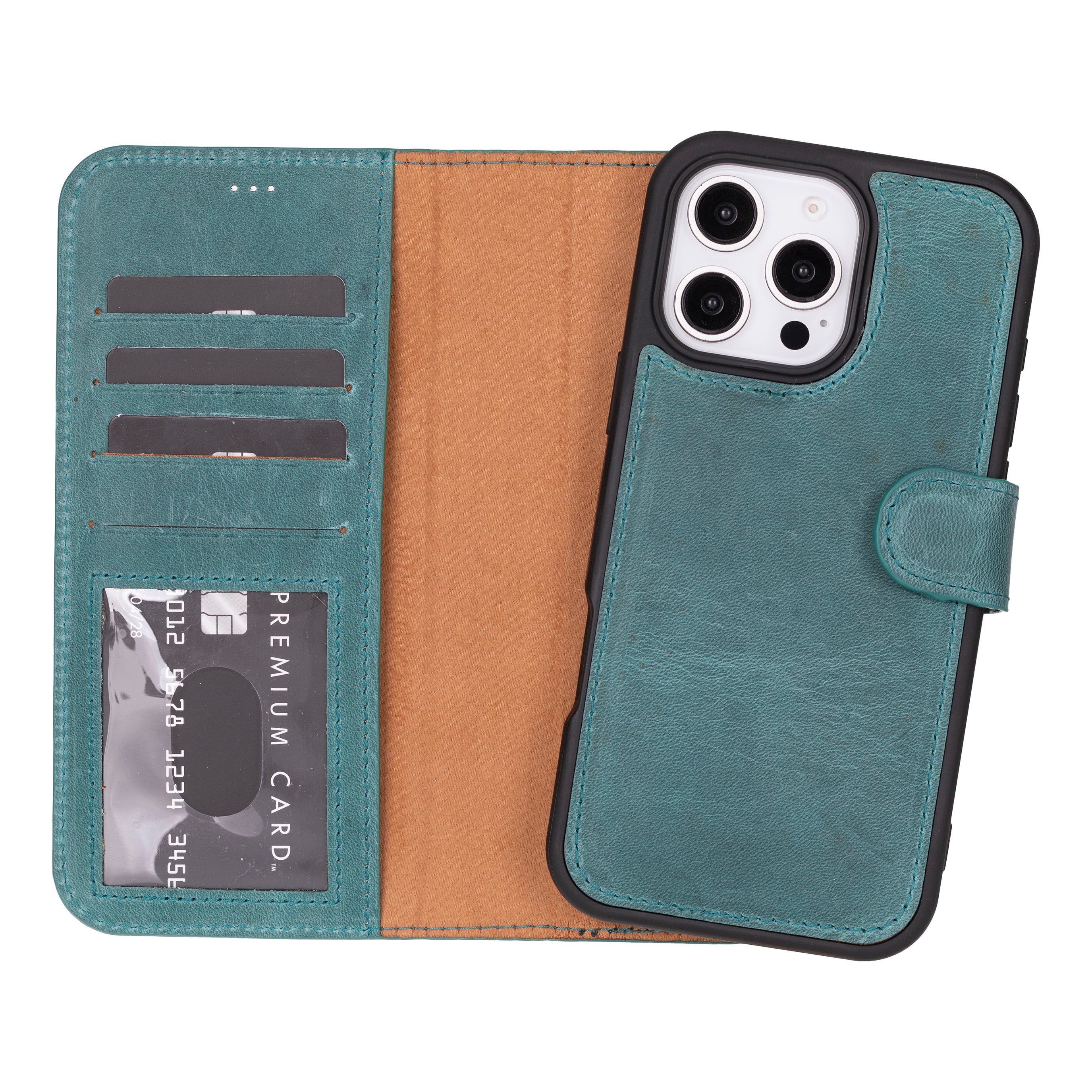 Leather iPhone 16-Pro-Max Detachable Wallet Case