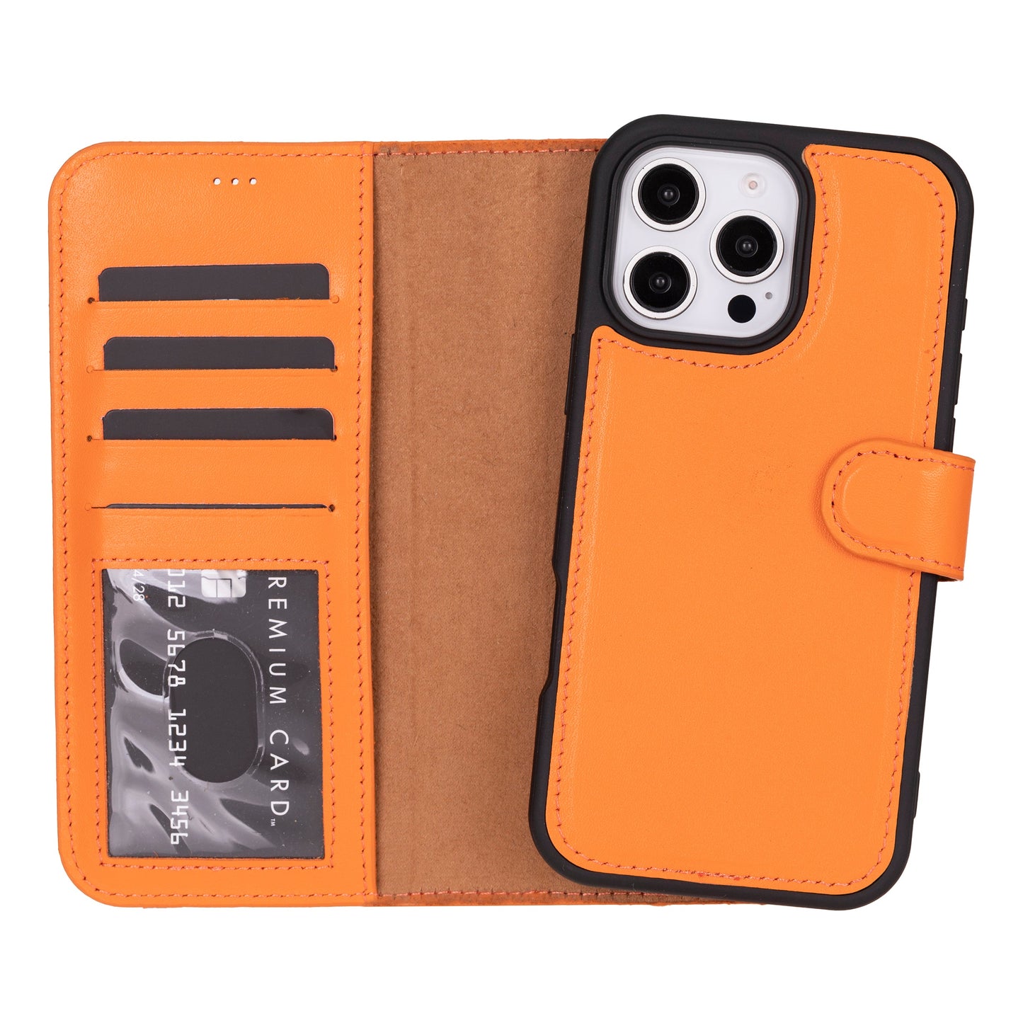 Leather iPhone 16-Pro-Max Detachable Wallet Case