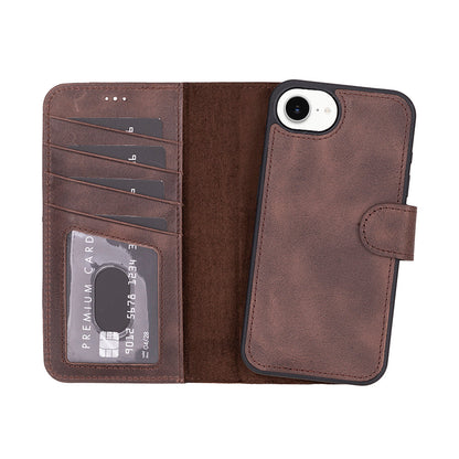 Leather iPhone 16 E-Detachable Wallet Case