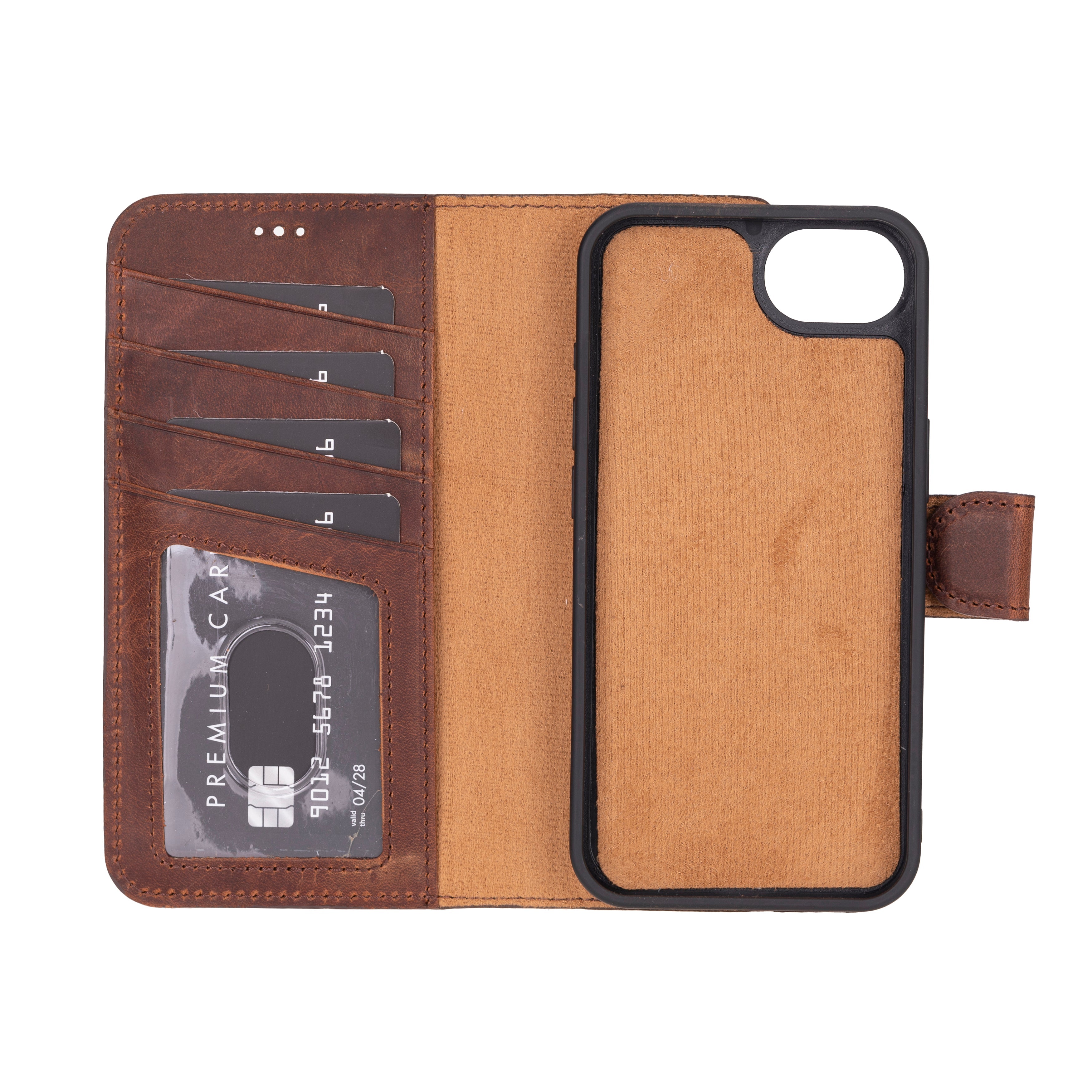 Leather iPhone 16 E-Detachable Wallet Case