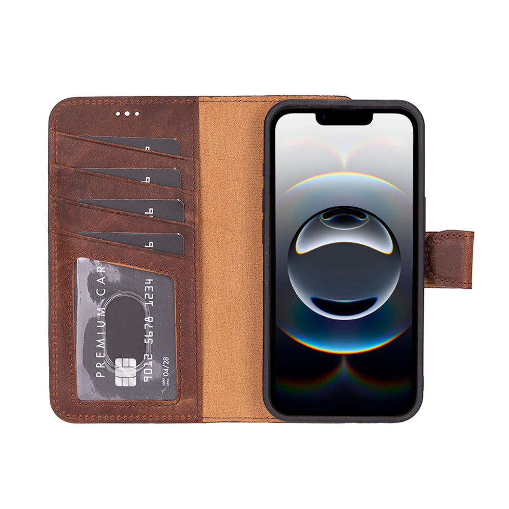 Leather iPhone 16 E-Detachable Wallet Case