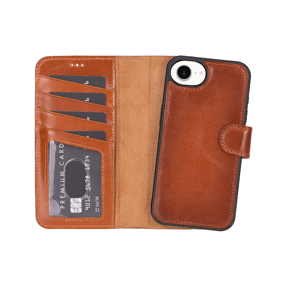 Leather iPhone 16 E-Detachable Wallet Case