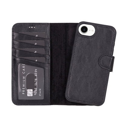 Leather iPhone 16 E-Detachable Wallet Case