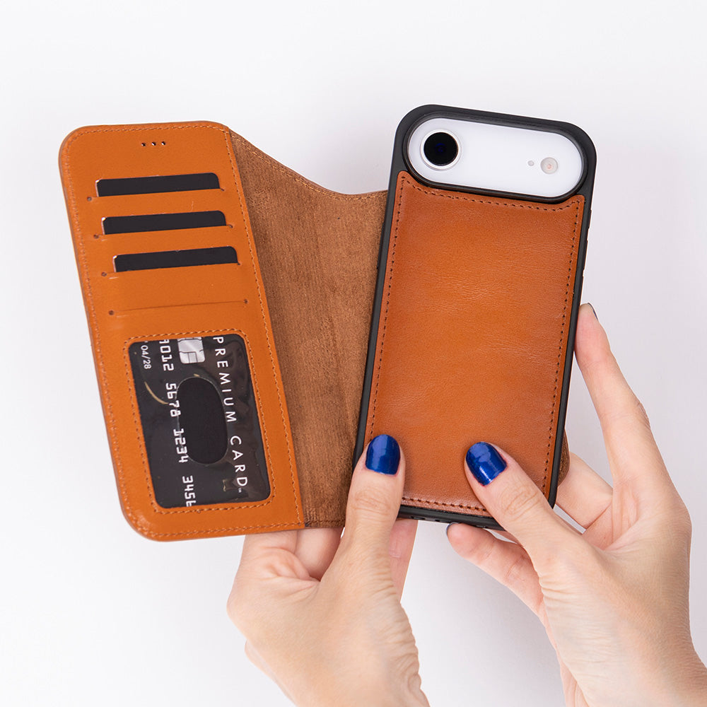 Leather iPhone 17-Air-Detachable Wallet Case