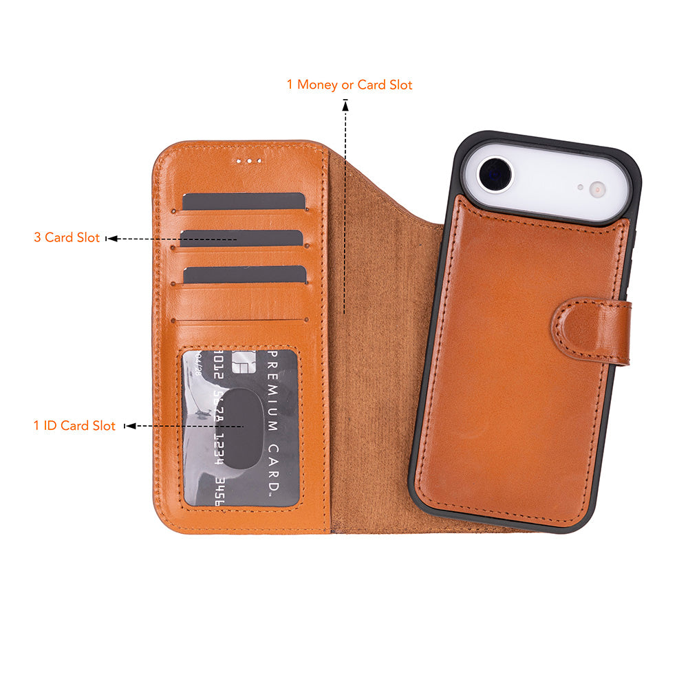 Leather iPhone 17-Air-Detachable Wallet Case