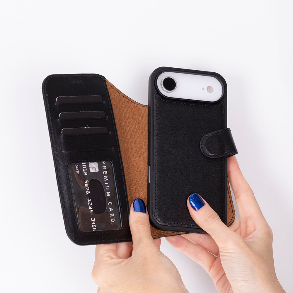 Leather iPhone 17-Air-Detachable Wallet Case