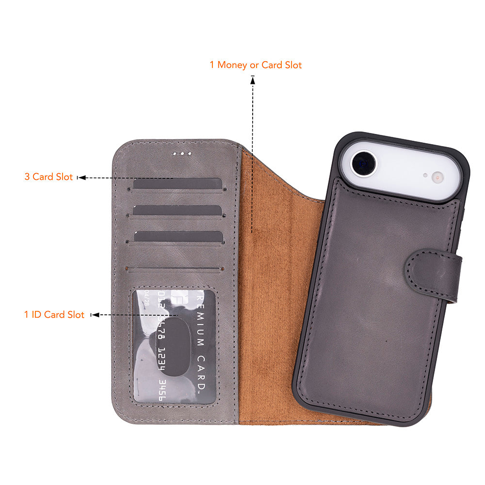 Leather iPhone 17-Air-Detachable Wallet Case