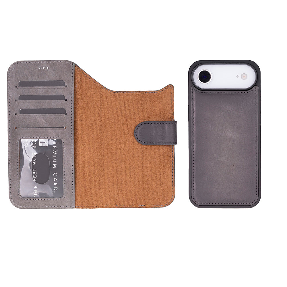 Leather iPhone 17-Air-Detachable Wallet Case