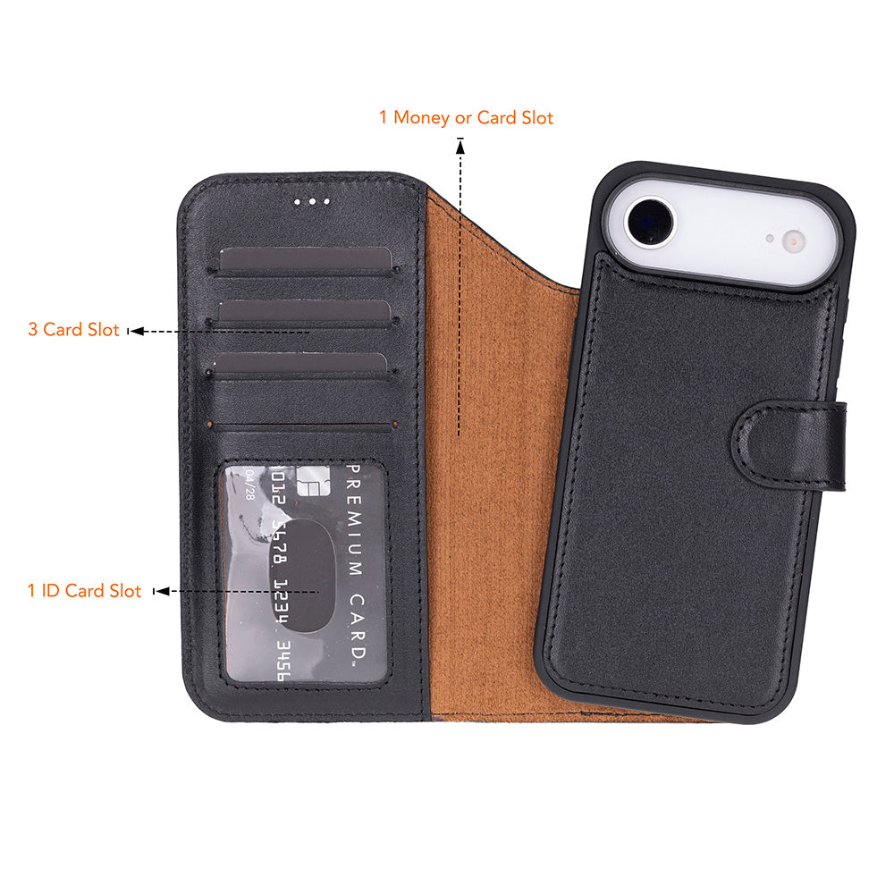 Leather iPhone 17-Air-Detachable Wallet Case